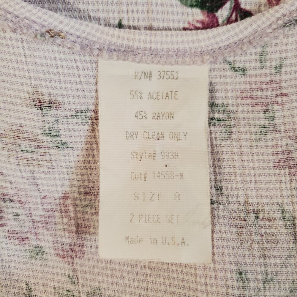 Vtg 90s Floral Micro Gingham Check Cottagecore Tieback Midi Dress Size 8 Fairy - Picture 6 of 9